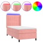 vidaXL Κρεβάτι Boxspring με Στρώμα & LED Ροζ 80 x 200 εκ. Βελούδινο