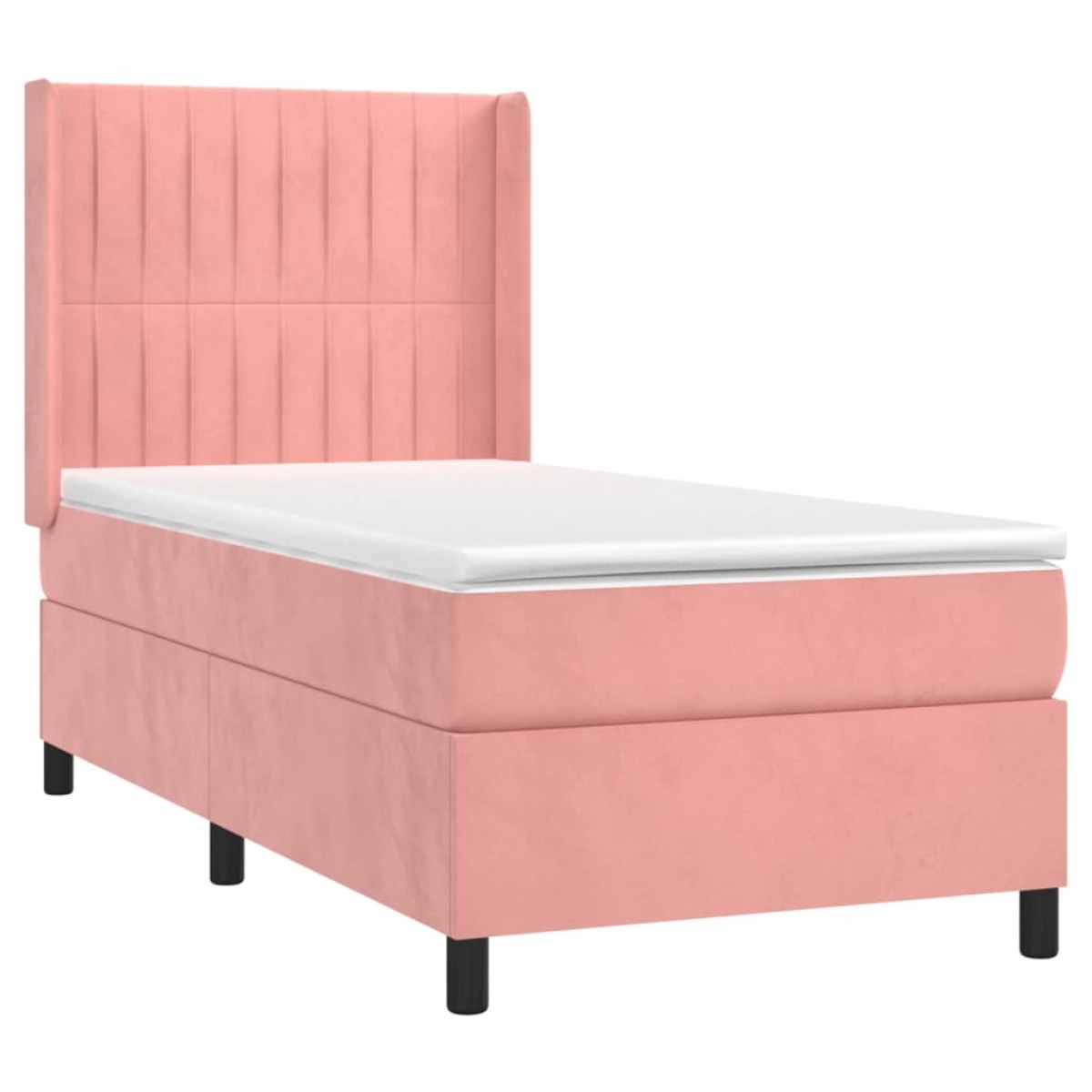 vidaXL Κρεβάτι Boxspring με Στρώμα & LED Ροζ 80 x 200 εκ. Βελούδινο