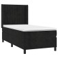 vidaXL Κρεβάτι Boxspring με Στρώμα & LED Μαύρο 90x200 εκ. Βελούδινο