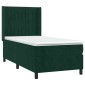 vidaXL Κρεβάτι Boxspring με Στρώμα & LED Σκ. Πράσινο 90x200 εκ Βελούδο