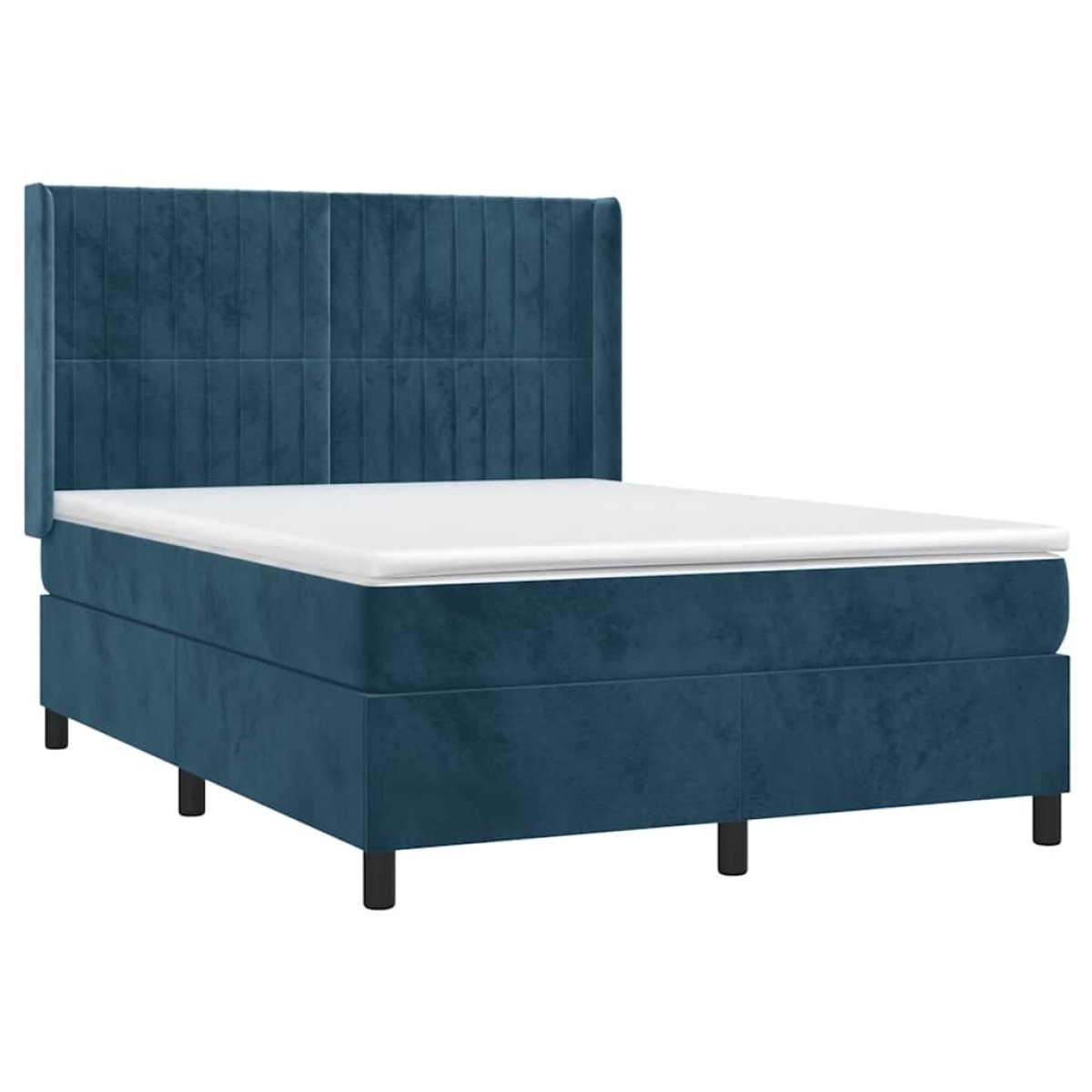 vidaXL Κρεβάτι Boxspring με Στρώμα & LED Σκ. Μπλε 140x190εκ. Βελούδινο