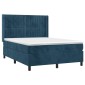 vidaXL Κρεβάτι Boxspring με Στρώμα & LED Σκ. Μπλε 140x190εκ. Βελούδινο