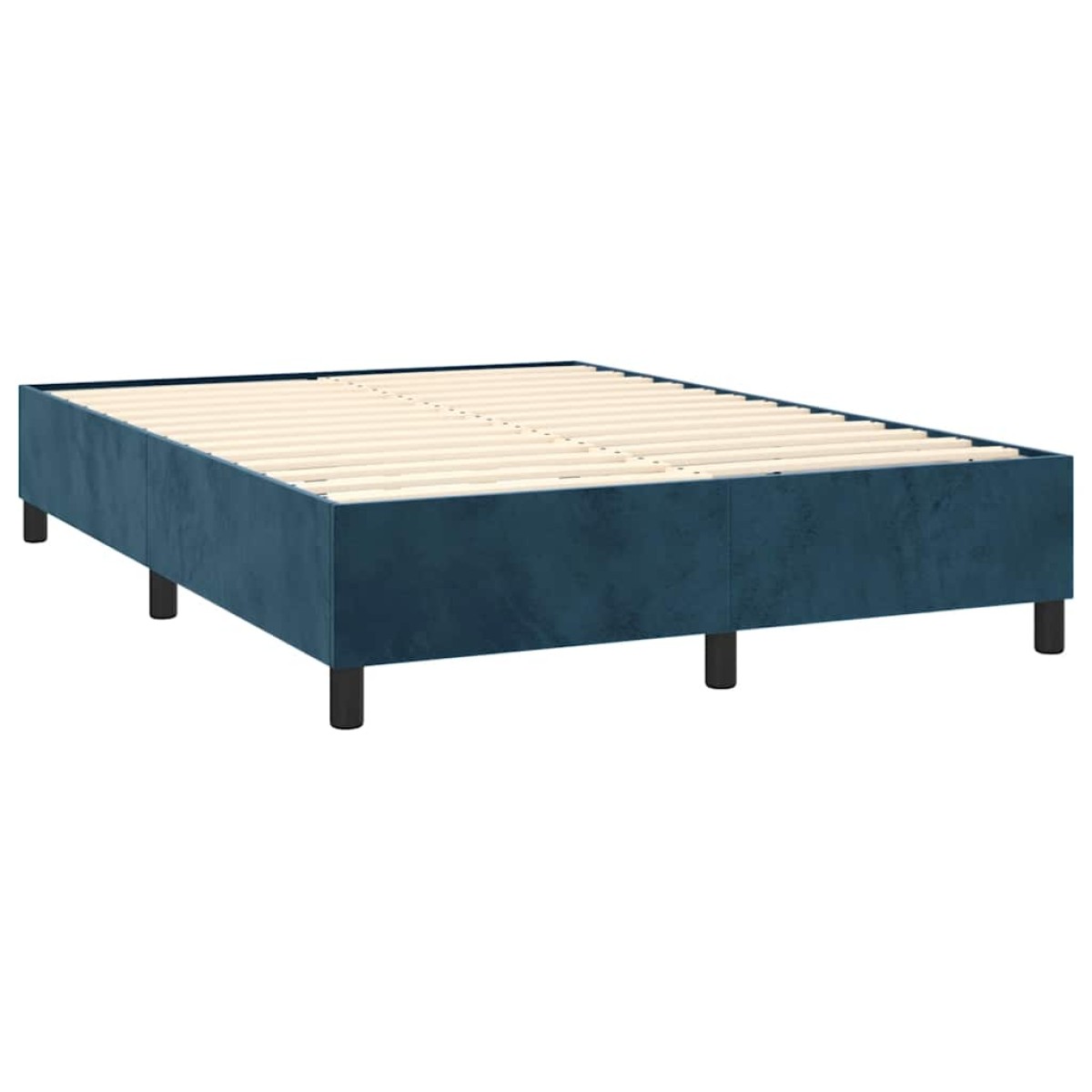 vidaXL Κρεβάτι Boxspring με Στρώμα & LED Σκ. Μπλε 140x190εκ. Βελούδινο