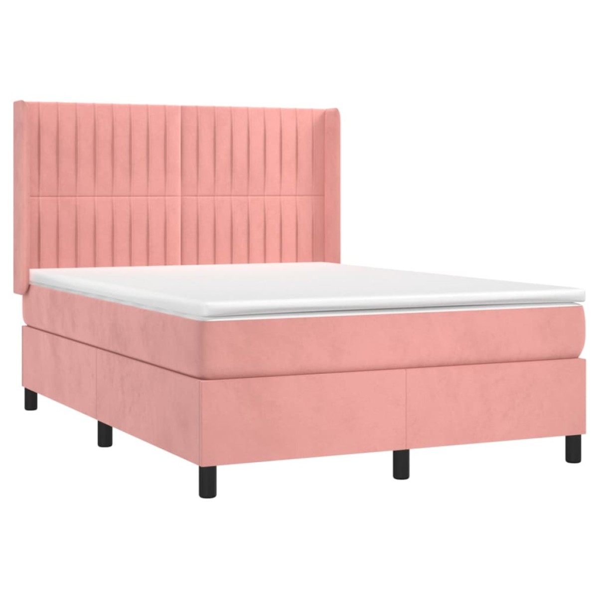 vidaXL Κρεβάτι Boxspring με Στρώμα & LED Ροζ 140x200 εκ. Βελούδινο
