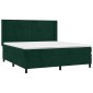 vidaXL Κρεβάτι Boxspring με Στρώμα & LED Σκ. Πράσινο 160x200εκ Βελούδο