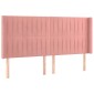 vidaXL Κρεβάτι Boxspring με Στρώμα & LED Ροζ 160x200 εκ. Βελούδινο