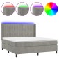 vidaXL Κρεβάτι Boxspring με Στρώμα & LED Αν.Γκρι 180x200 εκ. Βελούδινο