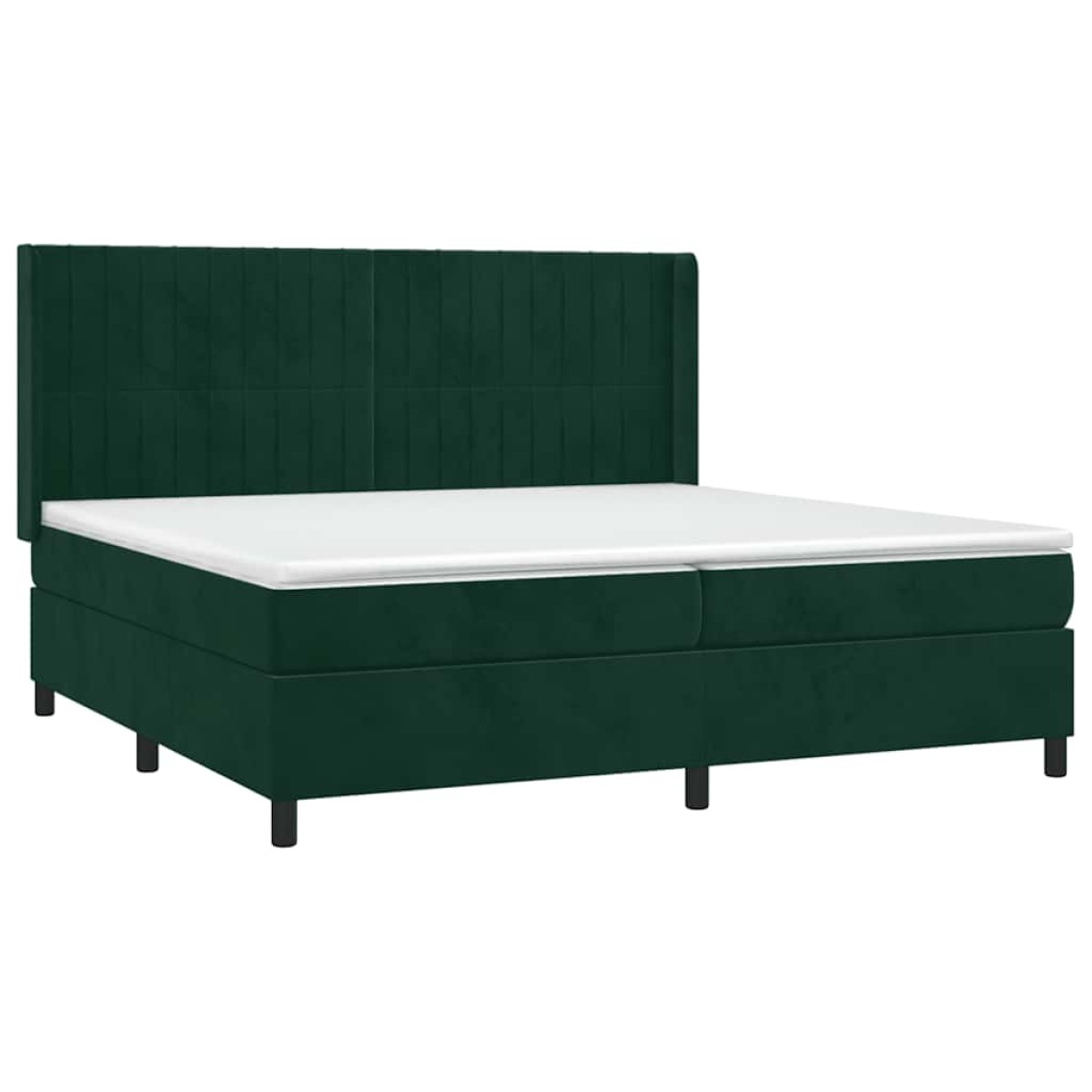 vidaXL Κρεβάτι Boxspring με Στρώμα & LED Σκ. Πράσινο 200x200εκ Βελούδο