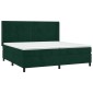 vidaXL Κρεβάτι Boxspring με Στρώμα & LED Σκ. Πράσινο 200x200εκ Βελούδο