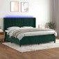 vidaXL Κρεβάτι Boxspring με Στρώμα & LED Σκ. Πράσινο 200x200εκ Βελούδο