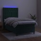 vidaXL Κρεβάτι Boxspring με Στρώμα & LED Σκ. Πράσινο 80x200 εκ Βελούδο