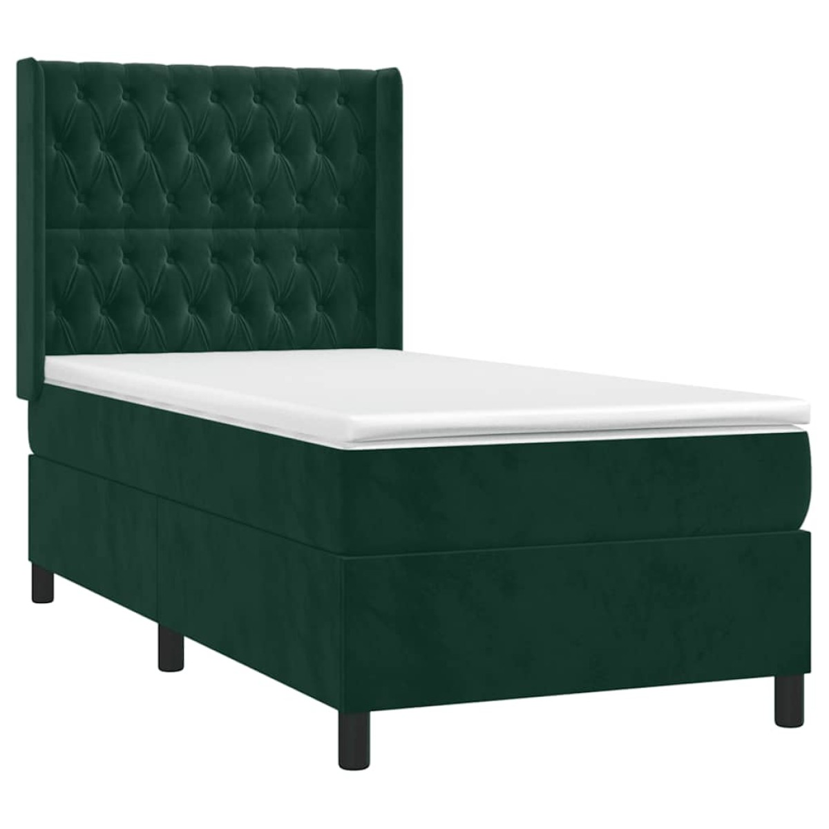 vidaXL Κρεβάτι Boxspring με Στρώμα & LED Σκ. Πράσινο 80x200 εκ Βελούδο