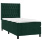 vidaXL Κρεβάτι Boxspring με Στρώμα & LED Σκ. Πράσινο 80x200 εκ Βελούδο