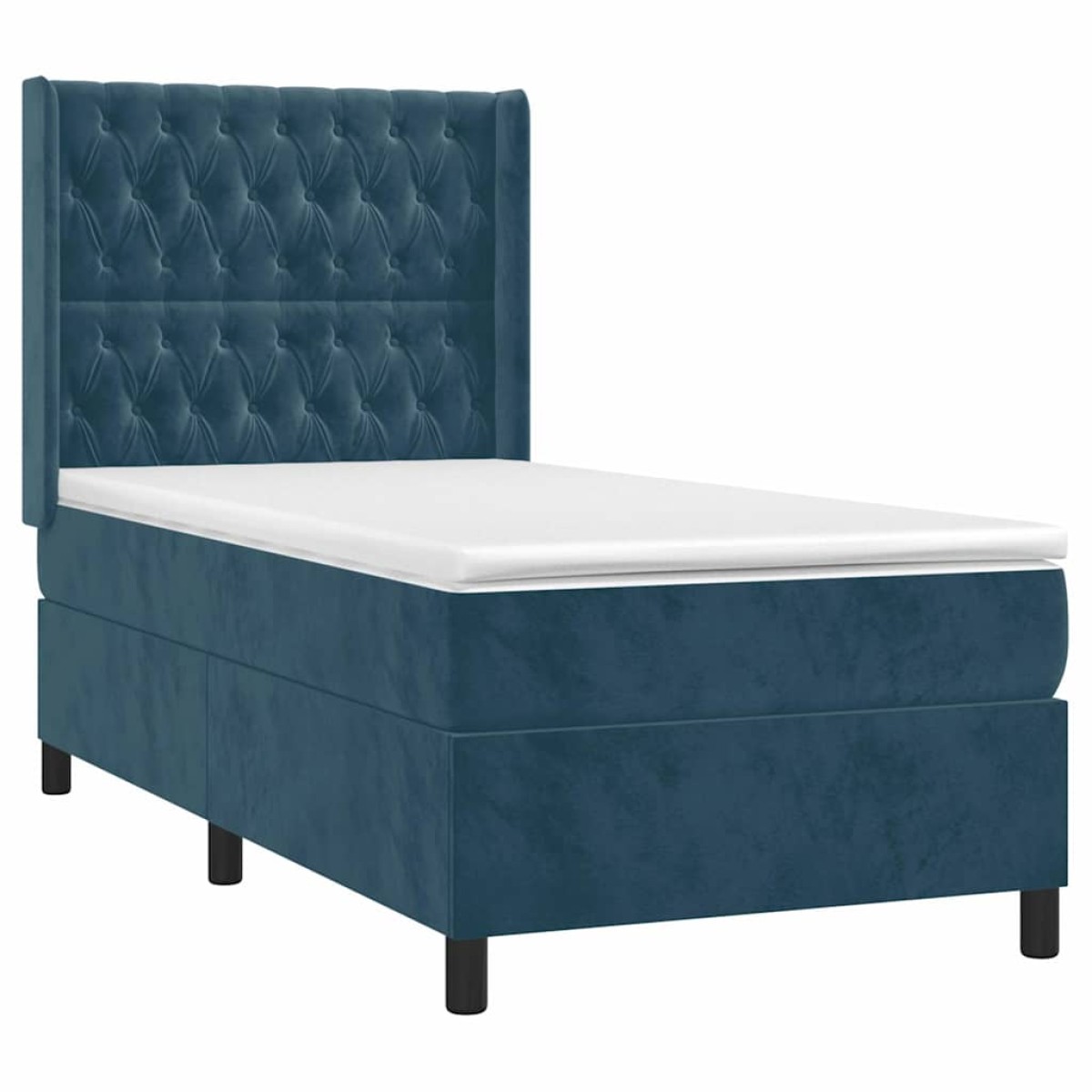 vidaXL Κρεβάτι Boxspring με Στρώμα & LED Σκ. Μπλε 80x200 εκ. Βελούδινο