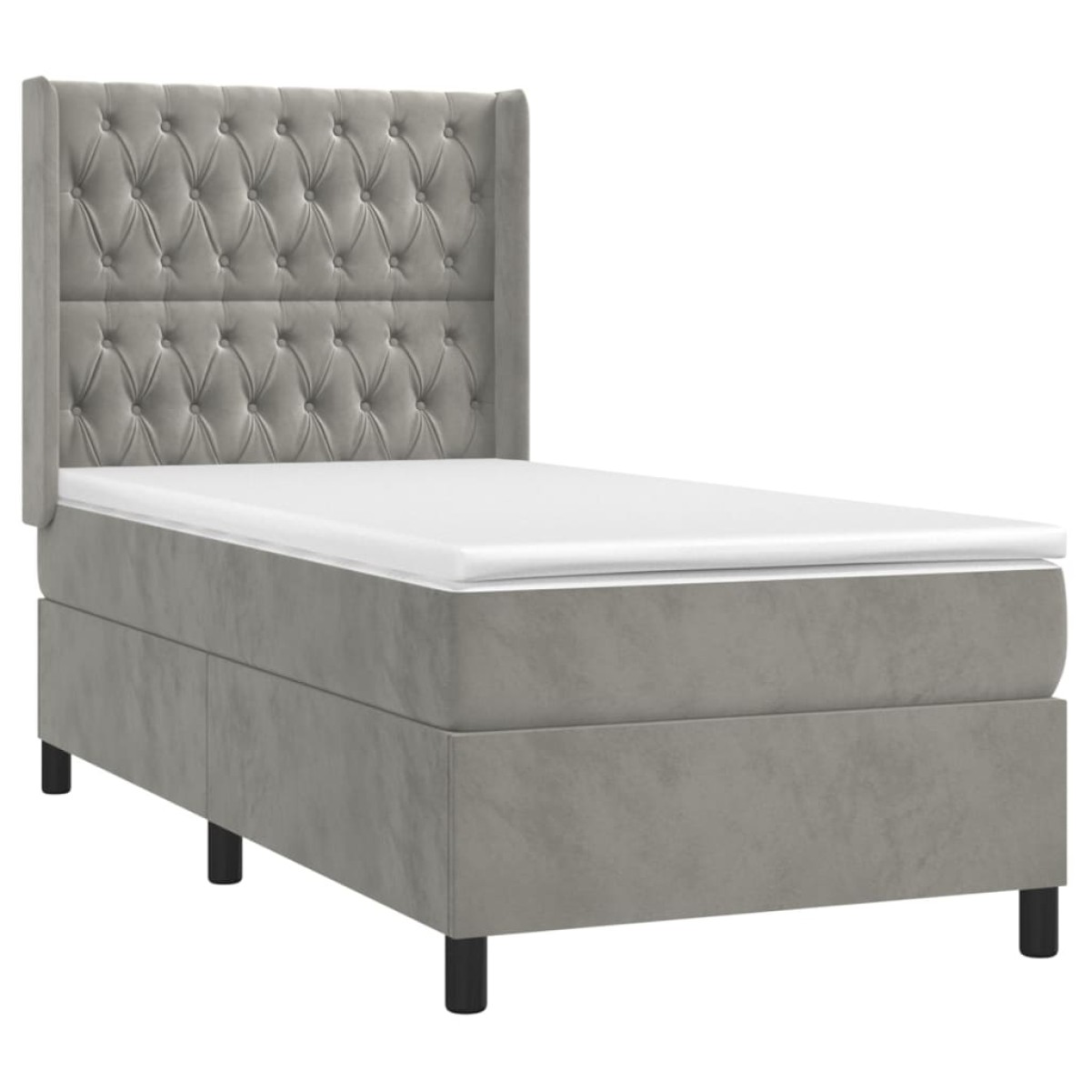 vidaXL Κρεβάτι Boxspring με Στρώμα & LED Αν.Γκρι 100x200 εκ. Βελούδινο