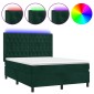 vidaXL Κρεβάτι Boxspring με Στρώμα & LED Σκ. Πράσινο 140x200εκ Βελούδο