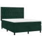 vidaXL Κρεβάτι Boxspring με Στρώμα & LED Σκ. Πράσινο 140x200εκ Βελούδο