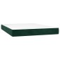 vidaXL Κρεβάτι Boxspring με Στρώμα & LED Σκ. Πράσινο 140x200εκ Βελούδο