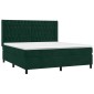 vidaXL Κρεβάτι Boxspring με Στρώμα & LED Σκ. Πράσινο 160x200εκ Βελούδο