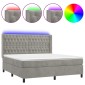 vidaXL Κρεβάτι Boxspring με Στρώμα & LED Αν.Γκρι 180x200 εκ. Βελούδινο