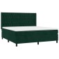 vidaXL Κρεβάτι Boxspring με Στρώμα & LED Σκ. Πράσινο 180x200εκ Βελούδο