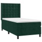 vidaXL Κρεβάτι Boxspring με Στρώμα & LED Σκ. Πράσινο 80x200 εκ Βελούδο