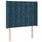 vidaXL Κρεβάτι Boxspring με Στρώμα & LED Σκ. Μπλε 90x190 εκ. Βελούδινο