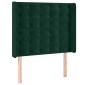 vidaXL Κρεβάτι Boxspring με Στρώμα & LED Σκ. Πράσινο 90x200 εκ Βελούδο