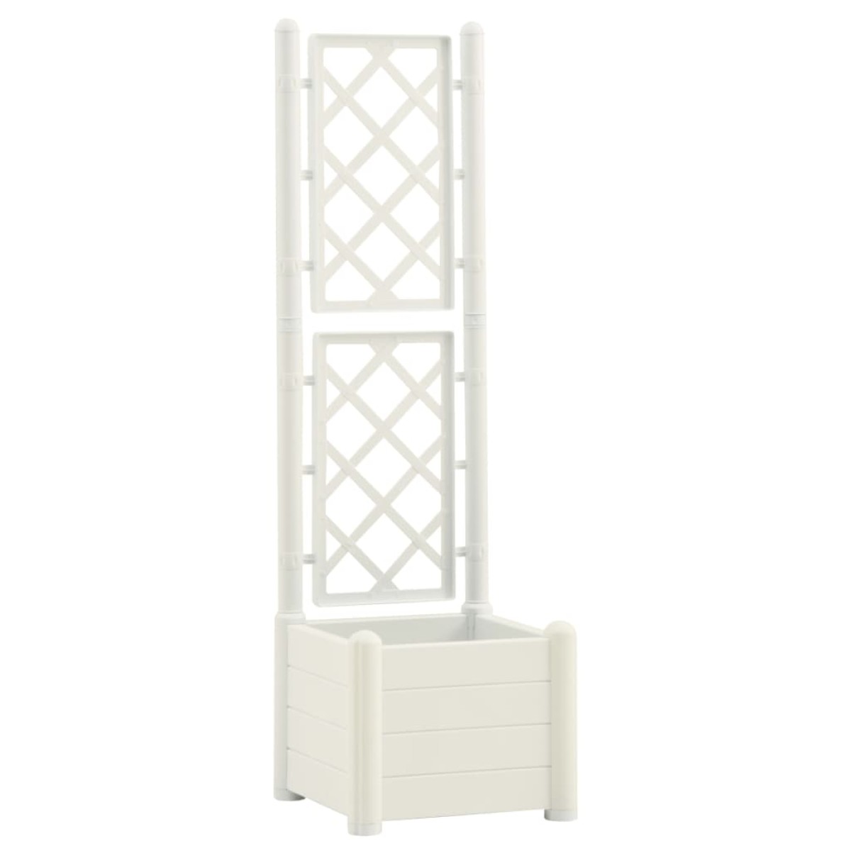 vidaXL Ζαρντινιέρα Κήπου με Καφασωτό Λευκή 43x43x142 εκ Πολυπροπυλένιο