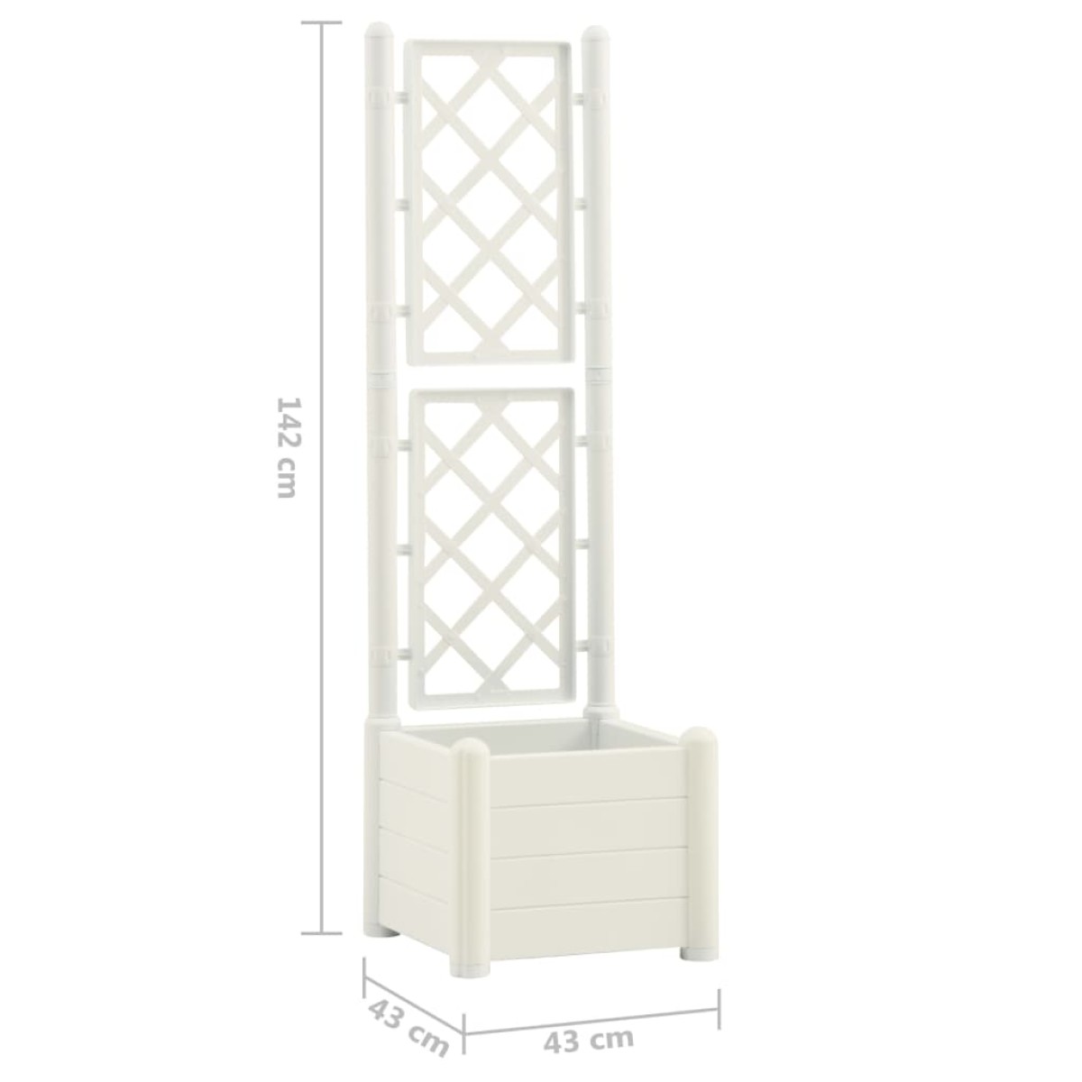 vidaXL Ζαρντινιέρα Κήπου με Καφασωτό Λευκή 43x43x142 εκ Πολυπροπυλένιο