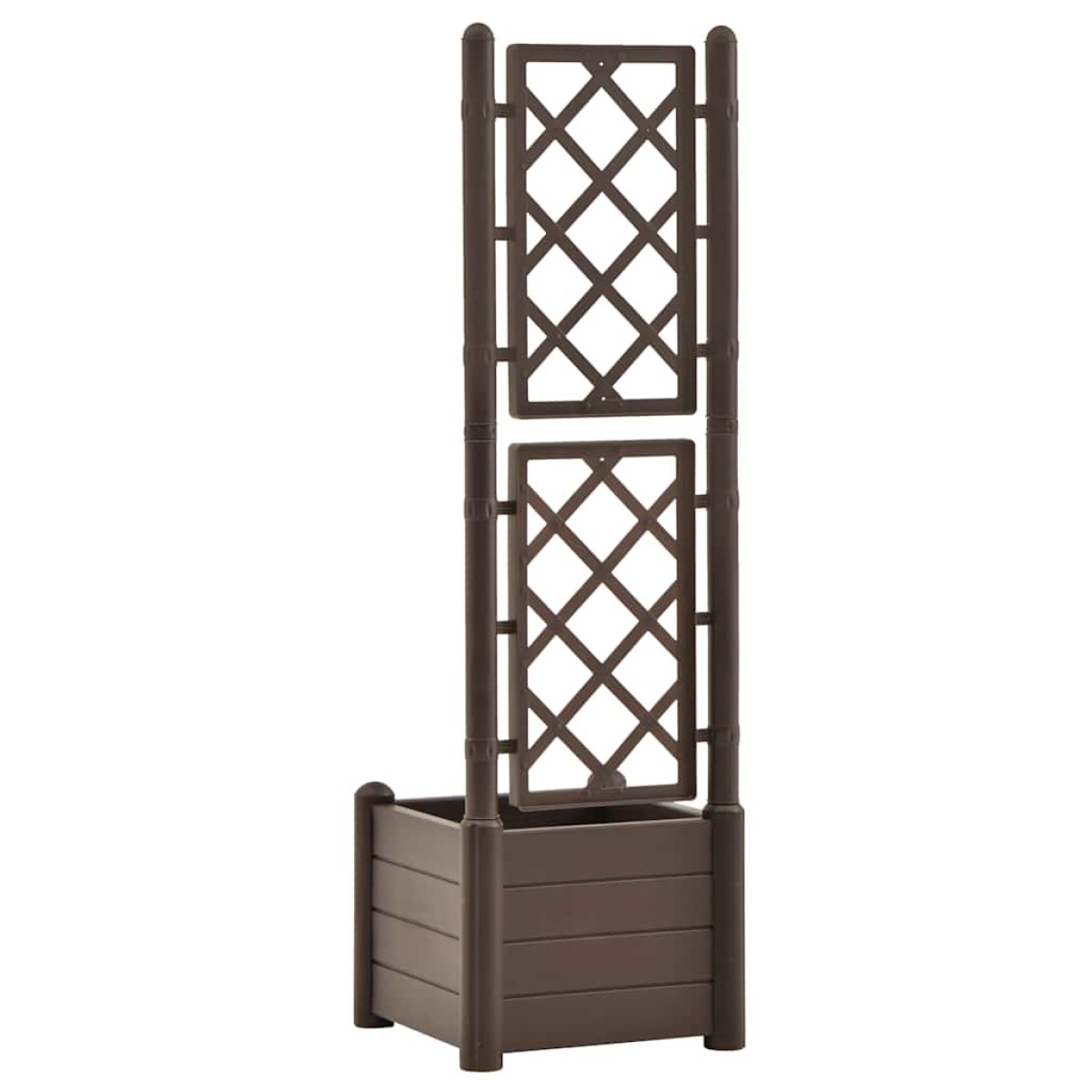 vidaXL Ζαρντινιέρα Κήπου με Καφασωτό Μόκα 43x43x142 εκ. Πολυπροπυλένιο