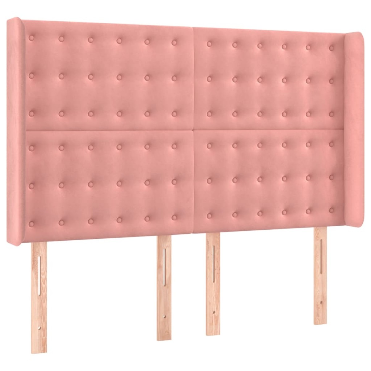vidaXL Κρεβάτι Boxspring με Στρώμα & LED Ροζ 140x200 εκ. Βελούδινο