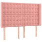 vidaXL Κρεβάτι Boxspring με Στρώμα & LED Ροζ 140x200 εκ. Βελούδινο
