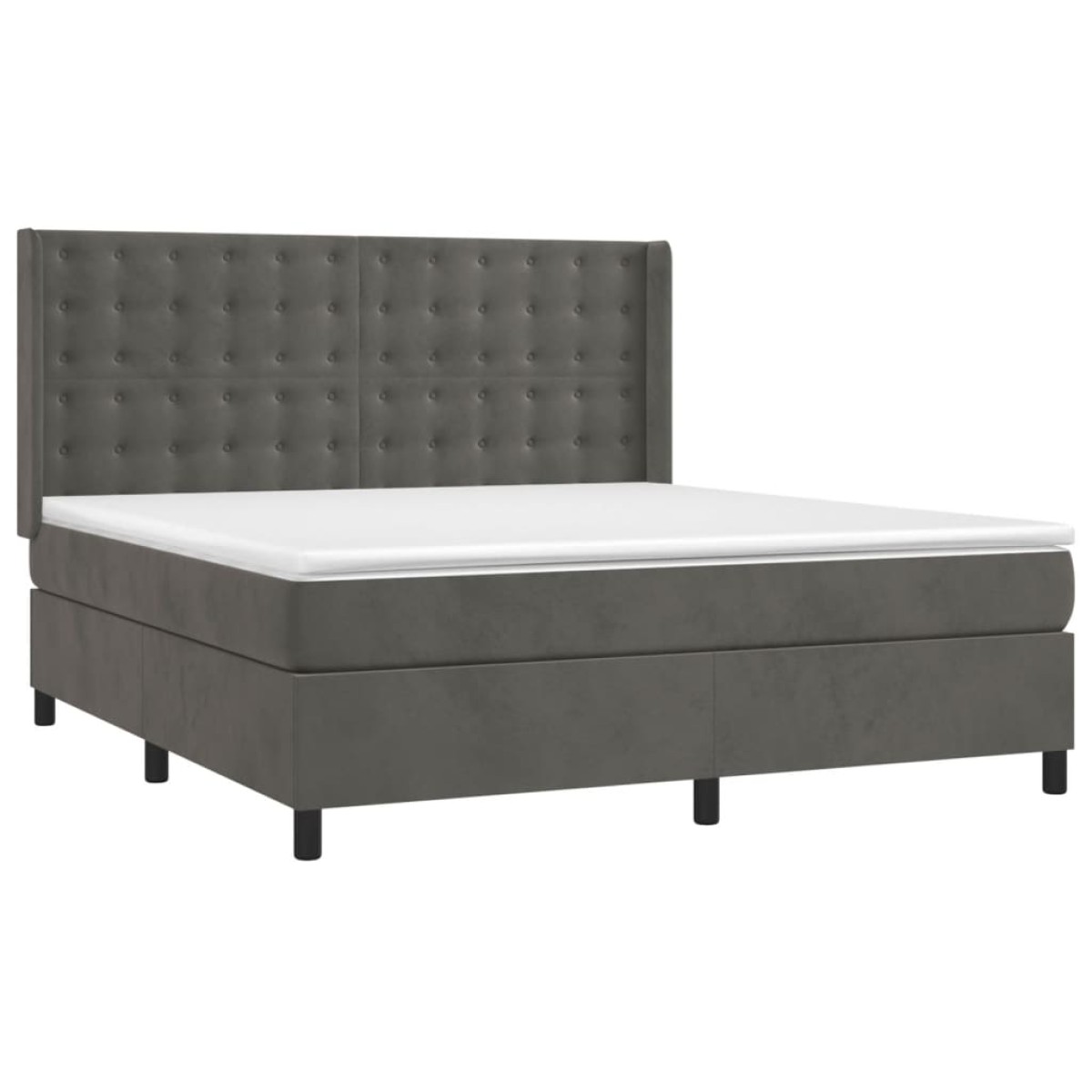 vidaXL Κρεβάτι Boxspring με Στρώμα & LED Σκ. Γκρι 160x200εκ. Βελούδινο