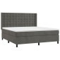 vidaXL Κρεβάτι Boxspring με Στρώμα & LED Σκ. Γκρι 160x200εκ. Βελούδινο