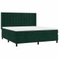 vidaXL Κρεβάτι Boxspring με Στρώμα & LED Σκ. Πράσινο 160x200εκ Βελούδο