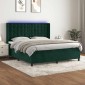 vidaXL Κρεβάτι Boxspring με Στρώμα & LED Σκ. Πράσινο 160x200εκ Βελούδο