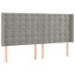 vidaXL Κρεβάτι Boxspring με Στρώμα & LED Αν.Γκρι 180x200 εκ. Βελούδινο