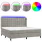 vidaXL Κρεβάτι Boxspring με Στρώμα & LED Αν.Γκρι 200x200 εκ. Βελούδινο