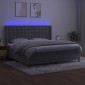 vidaXL Κρεβάτι Boxspring με Στρώμα & LED Αν.Γκρι 200x200 εκ. Βελούδινο