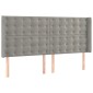 vidaXL Κρεβάτι Boxspring με Στρώμα & LED Αν.Γκρι 200x200 εκ. Βελούδινο
