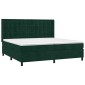 vidaXL Κρεβάτι Boxspring με Στρώμα & LED Σκ. Πράσινο 200x200εκ Βελούδο