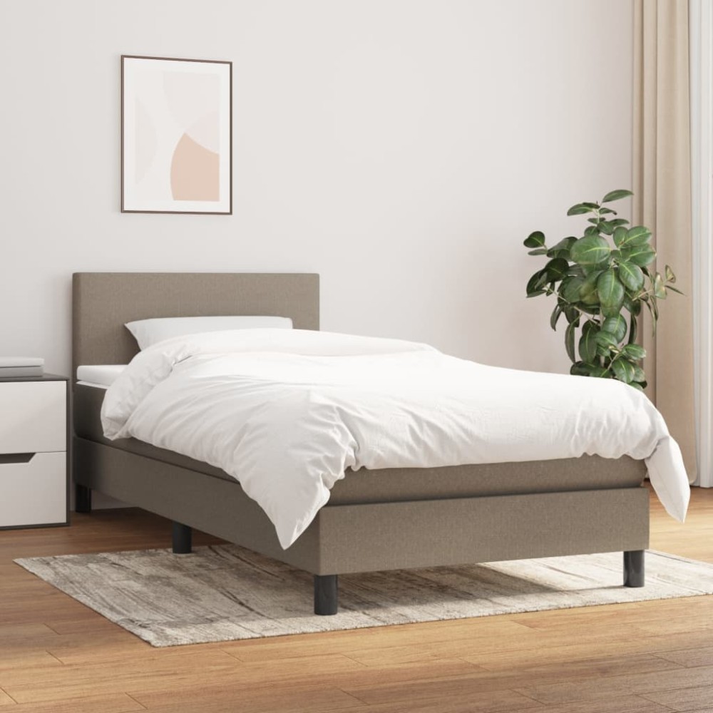 vidaXL Κρεβάτι Boxspring με Στρώμα Taupe 100 x 200 εκ. Υφασμάτινο