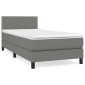 vidaXL Κρεβάτι Boxspring με Στρώμα Σκούρο Γκρι 90x200 εκ. Υφασμάτινο