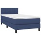 vidaXL Κρεβάτι Boxspring με Στρώμα Μπλε 90x190 εκ.Υφασμάτινο