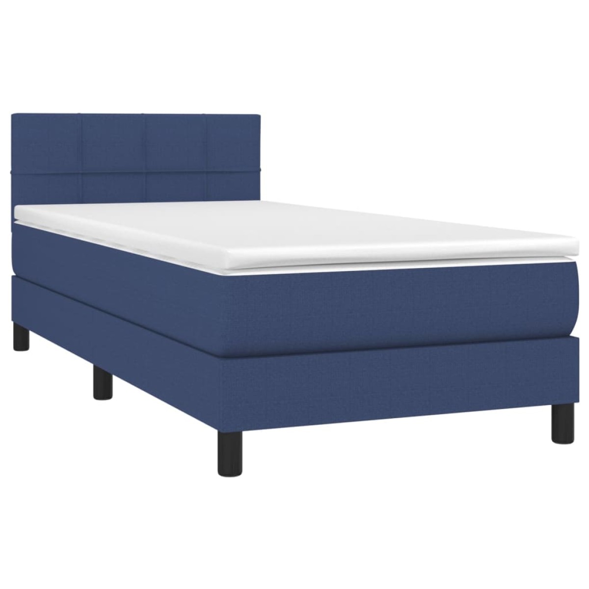 vidaXL Κρεβάτι Boxspring με Στρώμα Μπλε 90x200 εκ.Υφασμάτινο