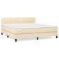 vidaXL Κρεβάτι Boxspring με Στρώμα Κρεμ 180x200 εκ. Υφασμάτινο