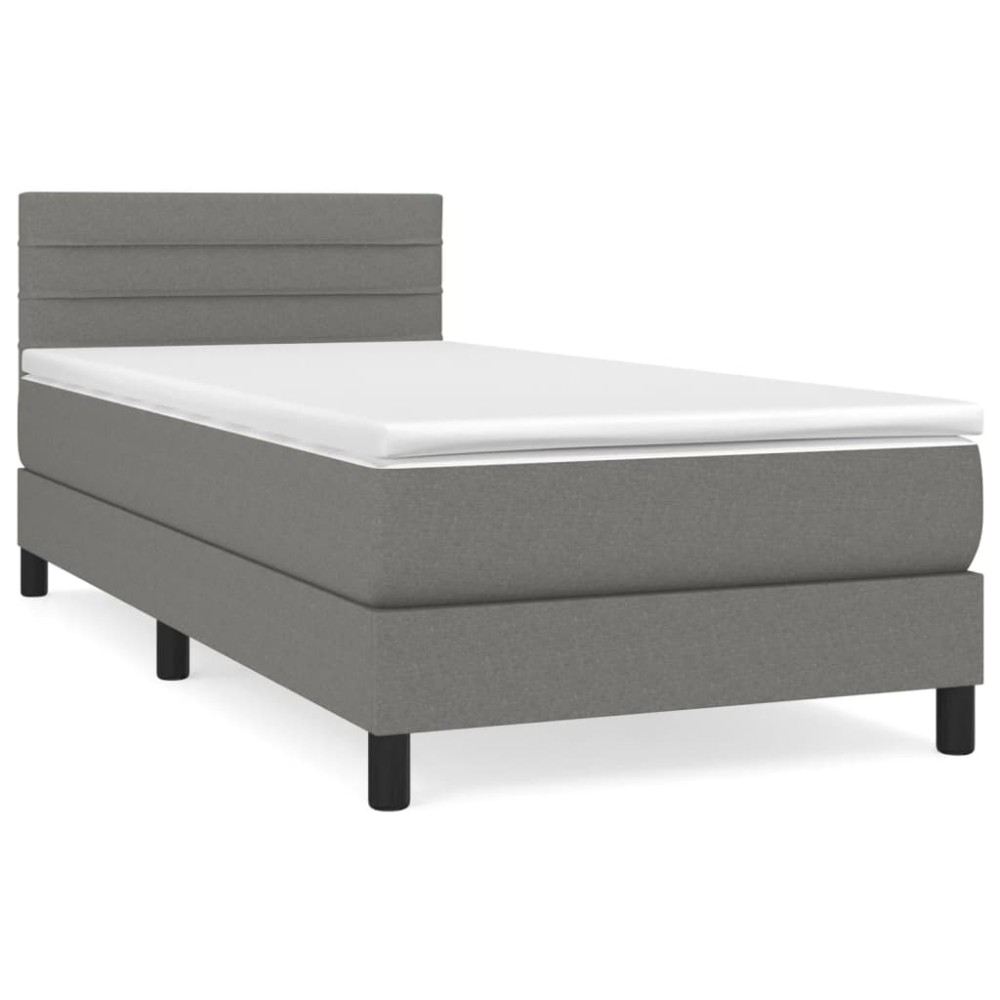 vidaXL Κρεβάτι Boxspring με Στρώμα Σκούρο Γκρι 80x200 εκ. Υφασμάτινο