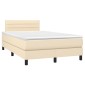 vidaXL Κρεβάτι Boxspring με Στρώμα Κρεμ 120x200 εκ. Υφασμάτινο