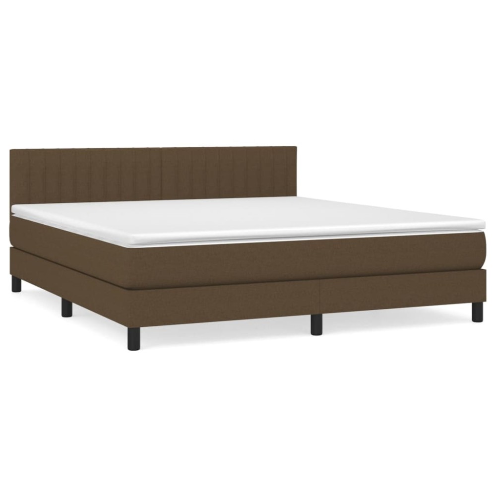 vidaXL Κρεβάτι Boxspring με Στρώμα Σκούρο Καφέ 180x200 εκ Υφασμάτινο